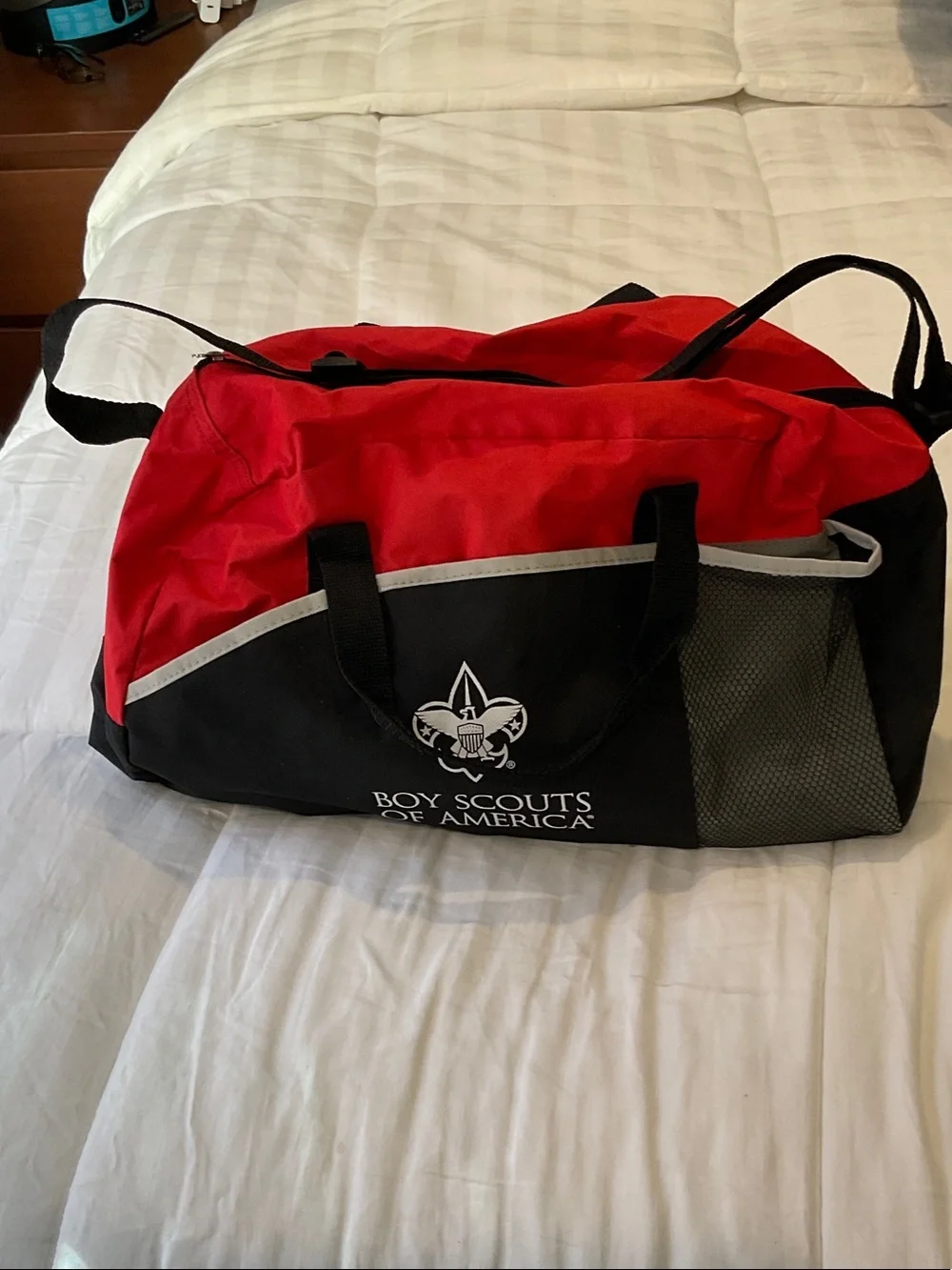 Red and Black Boy Scouts of America Duffel Bag